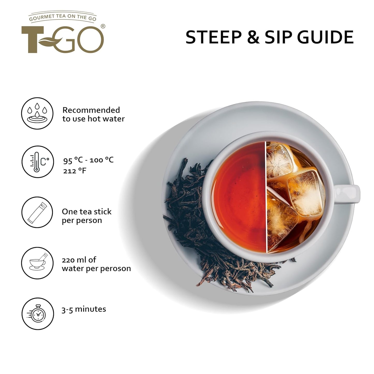 T-GO Sweet Honey Black Tea Bags Convenient Sticks Stirring Spoon Real Honey Tea Packets for Immunity 15 Tea Sticks
