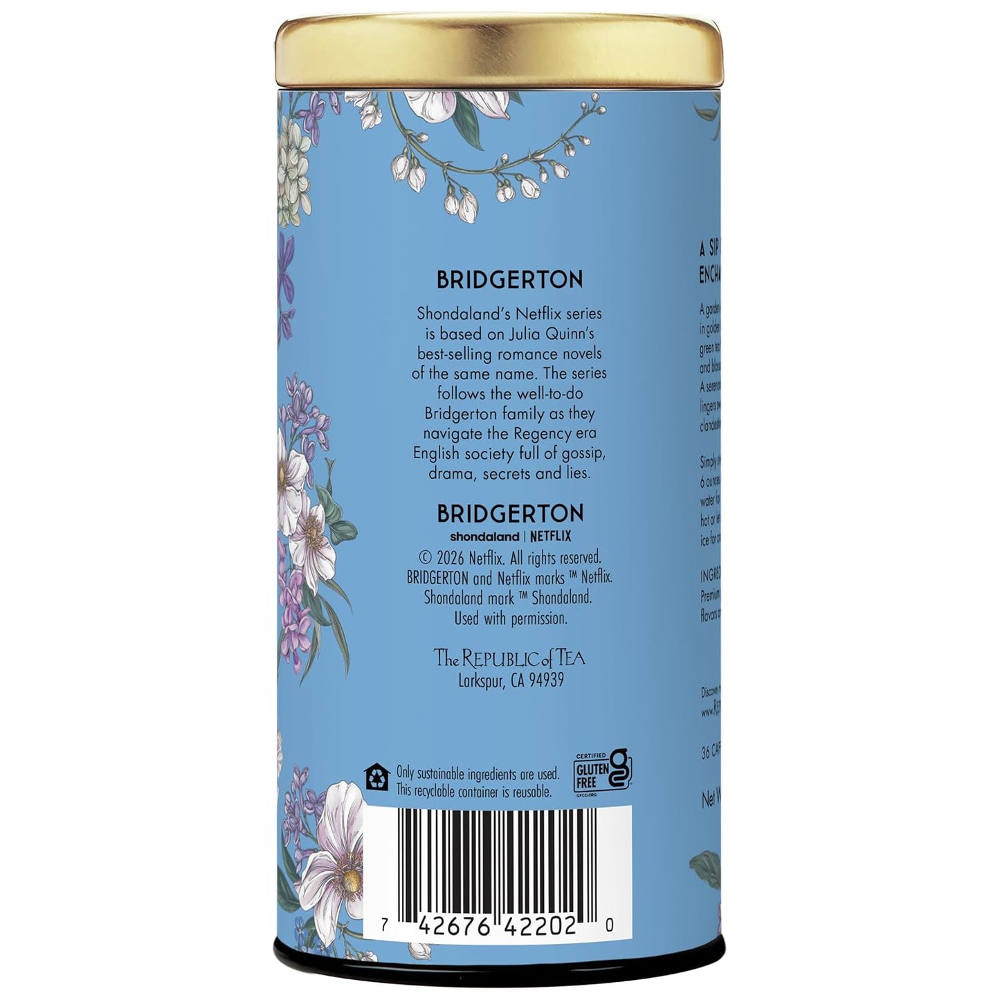 The Republic of Tea — Bridgerton Sophie & Benedict Love in Bloom Green Tea, 36 Tea Bags