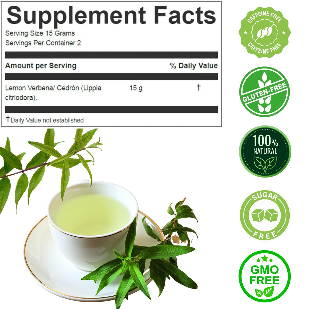 HANAN PERUVIAN SECRETS Hanan Lemon Verbena (Cedron) Loose Herbs – Herbal Tea All-Natural Beebrush from Peru’s Andes Mountains