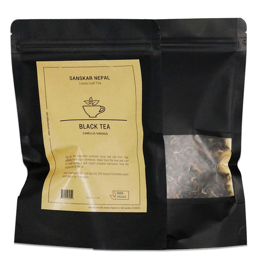 Sanskar Nepal - Black Tea, Single-Origin Black Tea from Nepal, High-Altitude-Grown Loose Leaf Tea, 50 g/1.7 oz Bag Yields 25 Cups