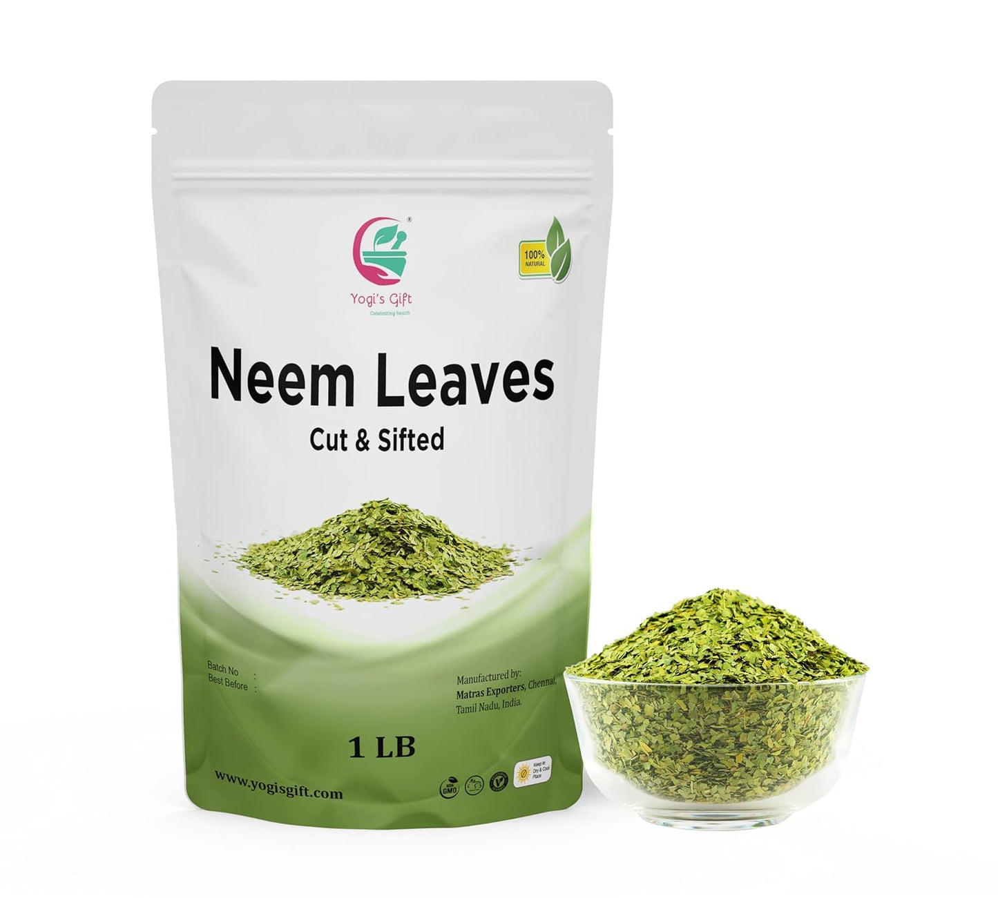 Yogi's Gift® Neem Leaves 1 Lb | Cut &amp; Sifted Neem Leaf | Loose Herbal Tea