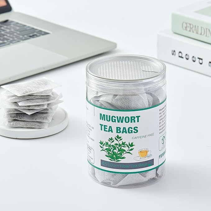 50 Mugwort Tea Bags, Natural Dried Chinese Mugwort Herb Tea, Artemisia Wormwood Tea, Caffeine Free, Help Sleep, Lucid Dreaming, Relax, Digestion