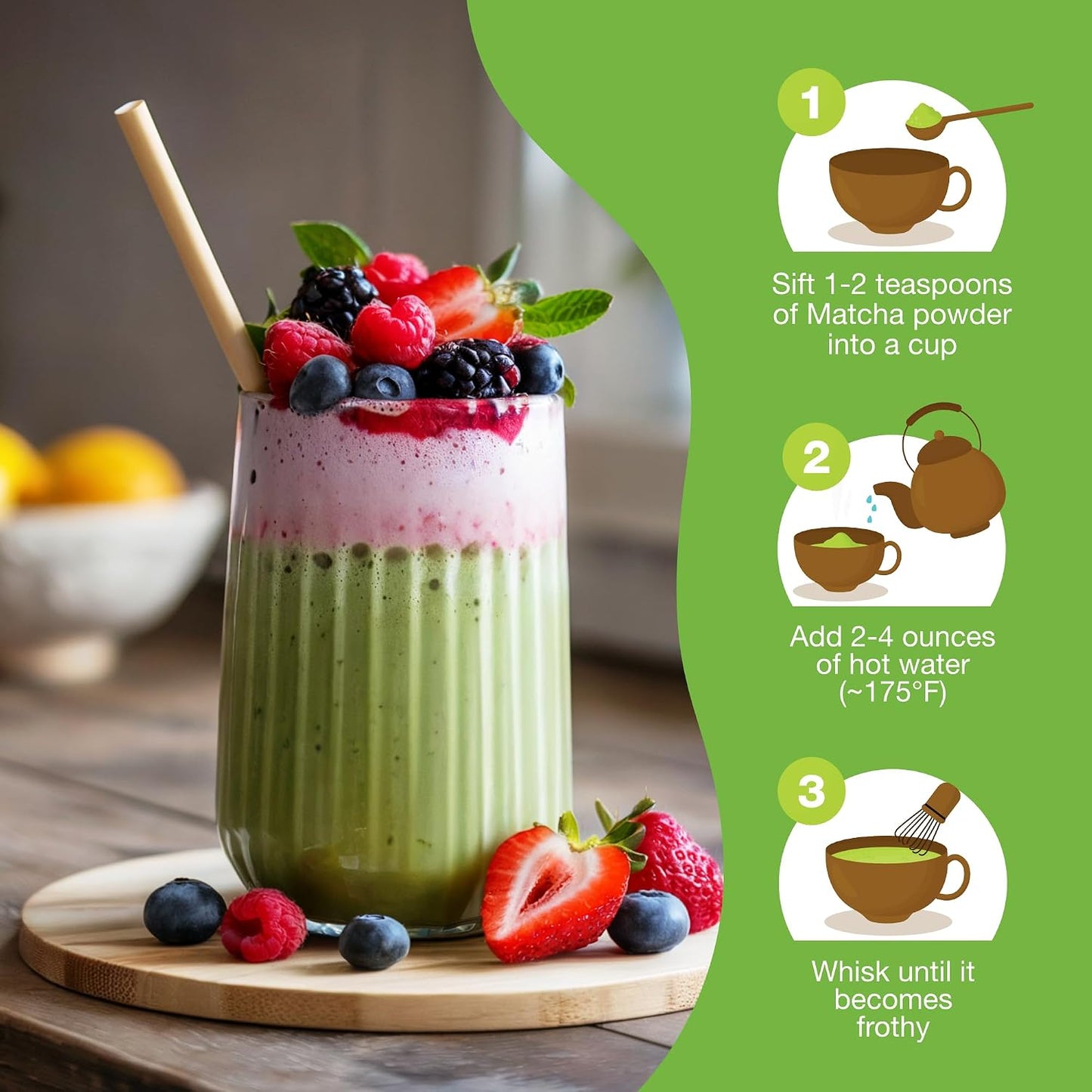 Total Tea USDA Organic Matcha Green Tea Powder 4 Oz Latte Smoothies | Unsweetened Culinary Grade for Baking Morning Energy Antioxidant Rich Non-GMO Bulk Keto Vegan Tea