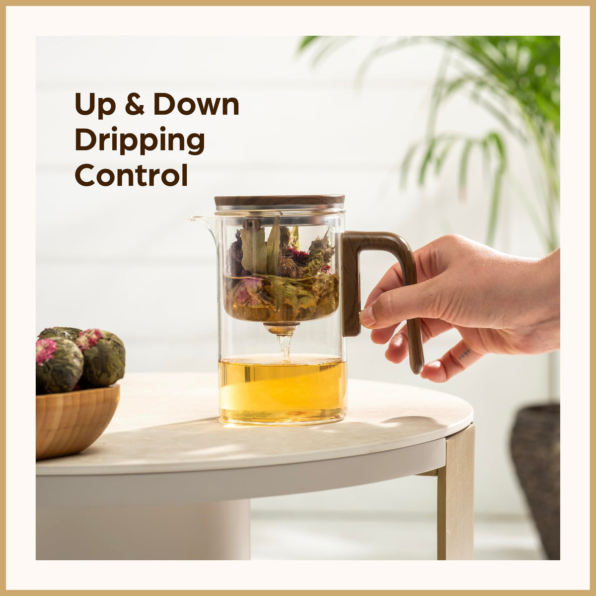 WOLTBLOOM Enchanti Glass Teapot with Infuser - Loose Leaf Tea Pot - 27 oz