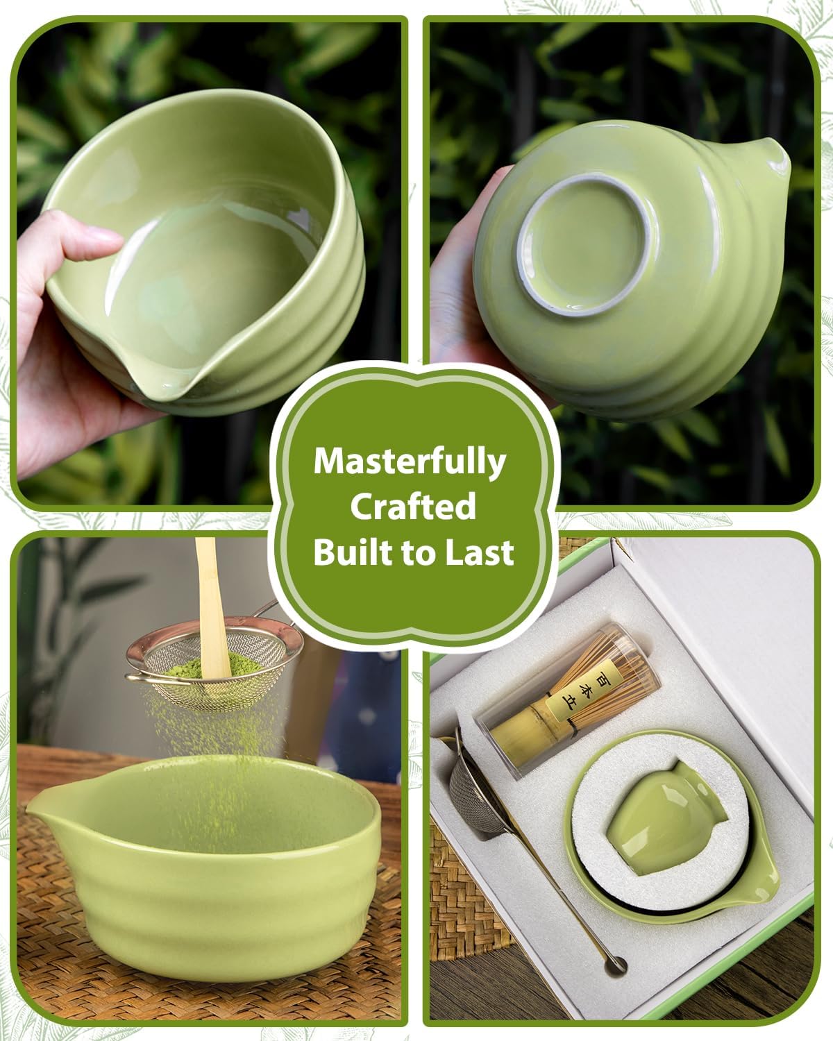5PCS Matcha Set Includes 18OZ Chawan with Spout