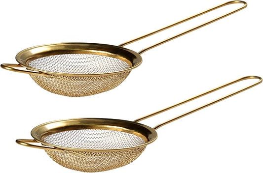 Fine Mesh Sifters with Handles, Pack of 2, Stainless Steel Strainers for Matcha, Flour, Tea, and Juices