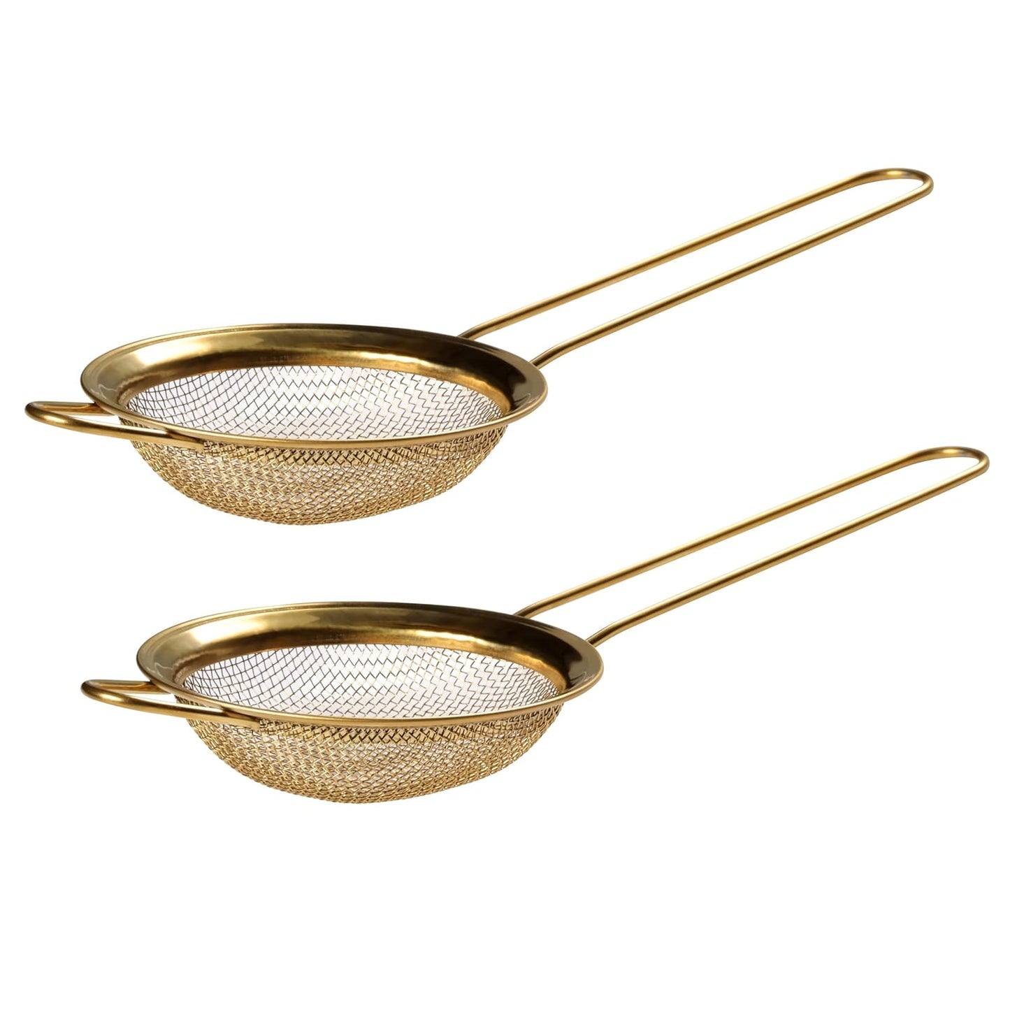 Fine Mesh Sifters with Handles, Pack of 2, Stainless Steel Strainers for Matcha, Flour, Tea, and Juices