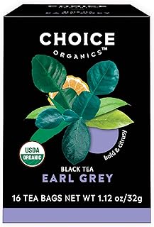 Choice Organics - Organic Earl Grey Tea (6 Pack) - With Bergamot - Fair Trade - Compostable - Contains Caffeine - 96 Organic Black Tea Bags