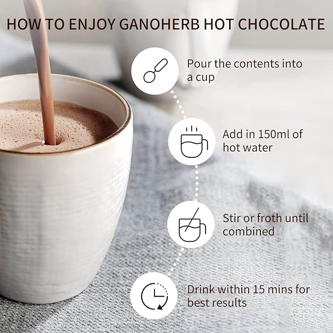 Mushroom Hot Chocolate Mix with Reishi, Mushroom Coffee Alternative Hot Cacao Powder for Energy, Mood and Immune System, Gluten Free