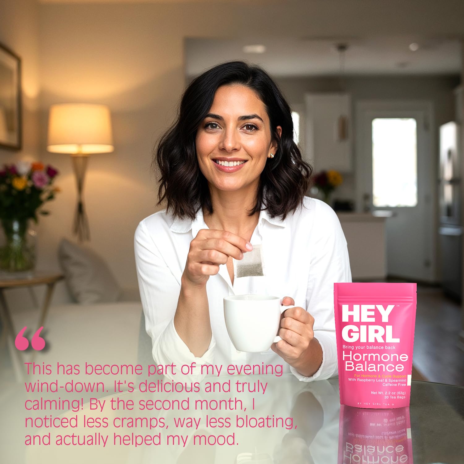 Hormone Balance for Women Tea with Spearmint, Red Raspberry Leaf, Chamomile, Ginger, Nettle - For PMS, PCOS, Perimenopause & Cycle Support - Herbal Hormonal Wellness Tea Bags