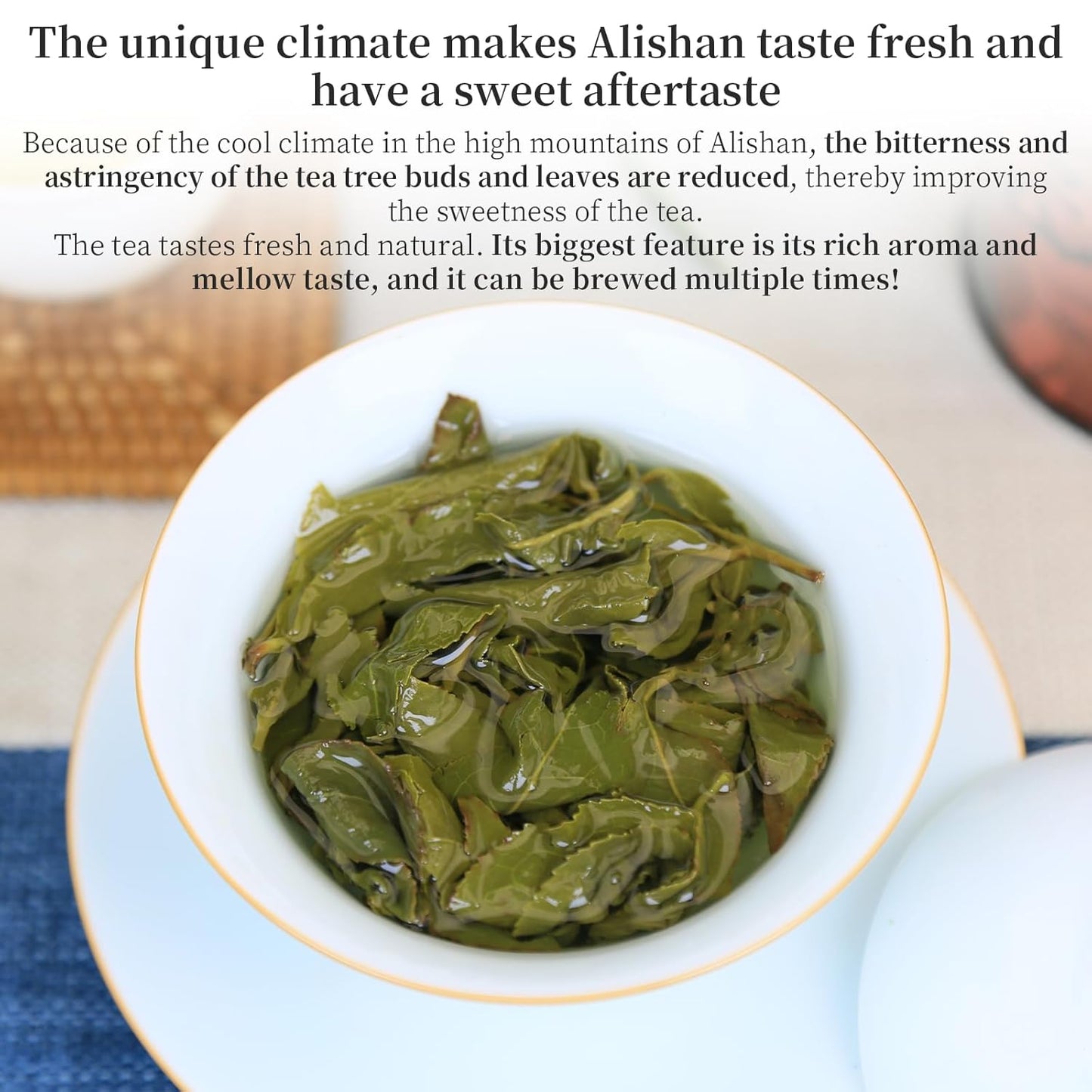 XIXICHA Alishan Oolong Tea Loose Leaf Grade AAA Taiwan High Mountain Gaoshan Ulong Tea Taiwan Tea Taiwanese Green Oolong Tea Floral and Fruity Aroma（120 cups） 5.29oz/150g 阿里山 乌龙茶