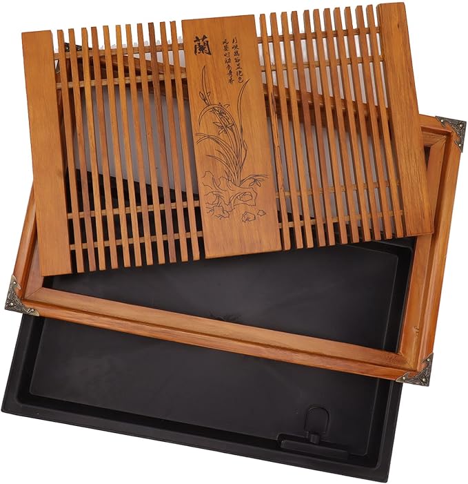Chinese Tea Tray Gongfu Tea Table, Chinese Tea Set Wooden Serving Tray Set Household Filter Tea Serving Tray with Water Storage Drainage Drawer for