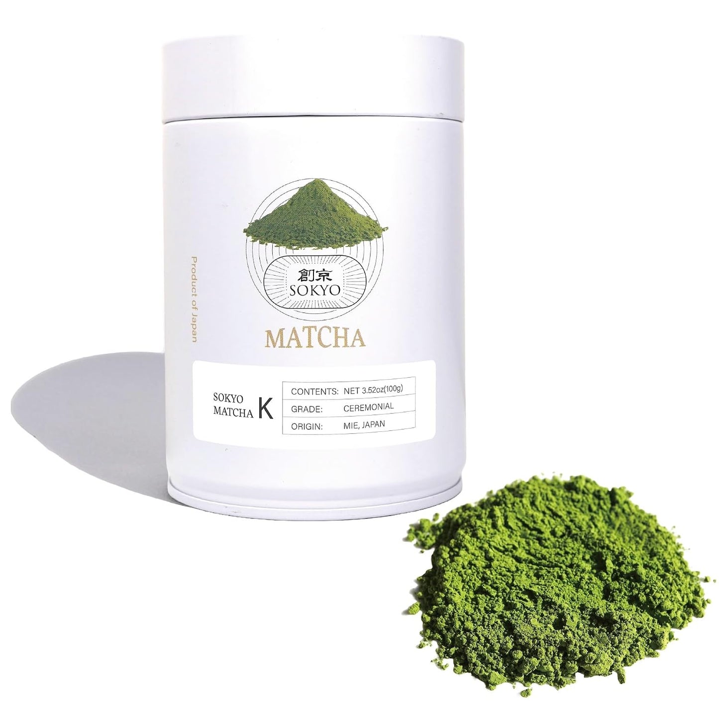 SOKYO ceremonial matcha series 3.5oz Powdered green tea Japanese matcha (3.52oz / 100g, Mie Ceremonial K)