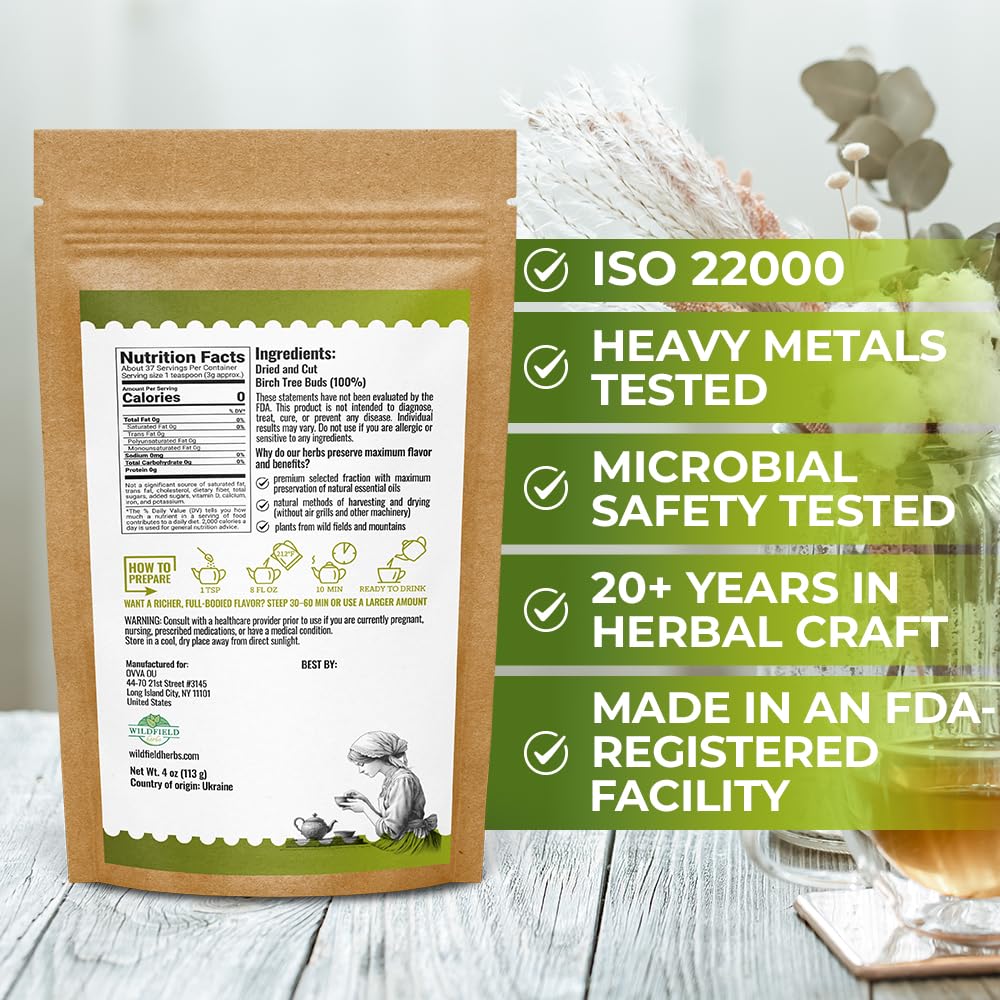 4 oz. Birch Tree Buds Herbal Tea (Betulae Gemmae) - 113g Dried Birch Tree Buds Betula Pendula Herb Tea Hojas Te De Abedul