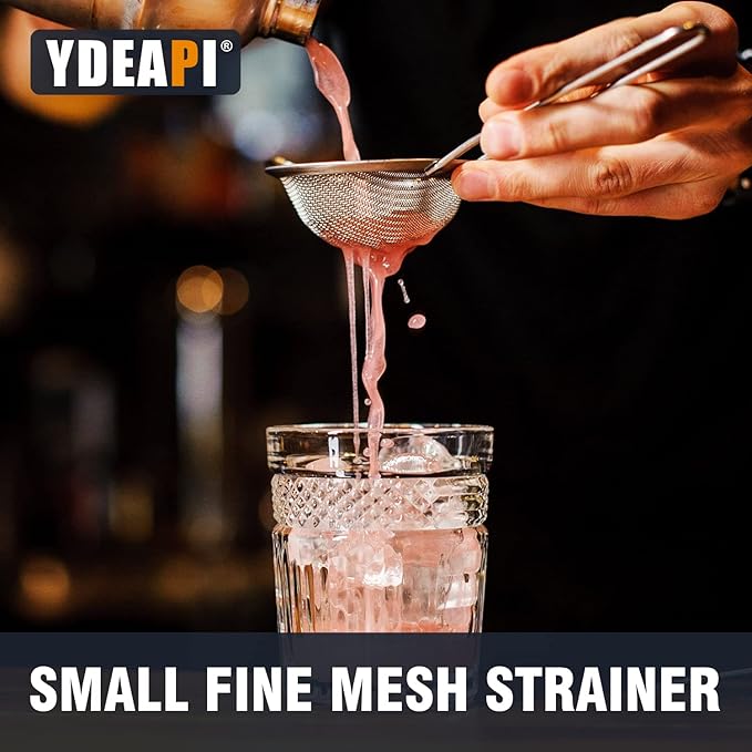 Fine Mesh Small Strainer 2.7 Inch, Metal Mini Sieve with Sturdy Handle, Stainless Steel Strainer for Tea, Juice, Coffee, Matcha Powder, Cocktail, Powdered Sugar