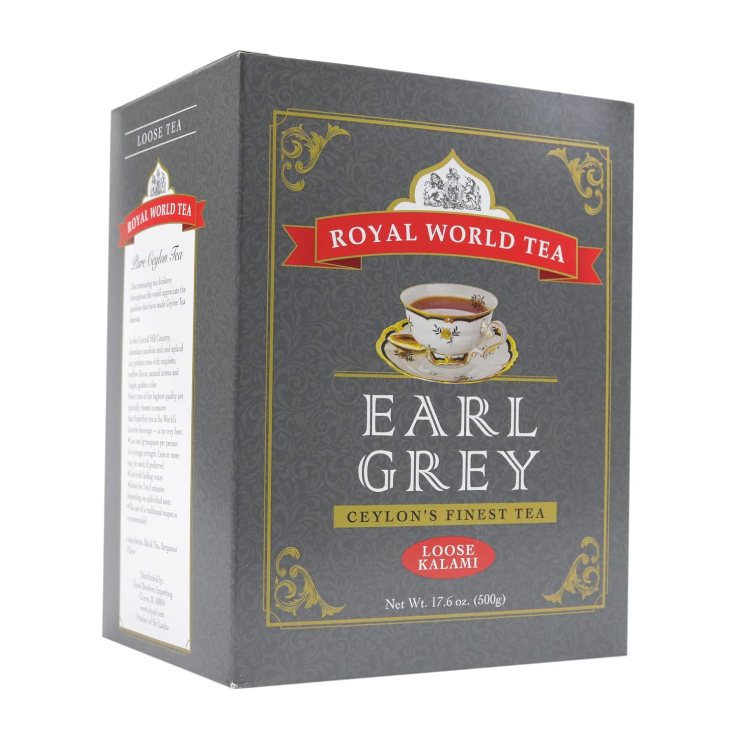 Royal World Loose Leaf Earl Grey Tea – Premium Blend of Bergamot & Ceylon Black Tea – Ideal for London Fog & Iced Drinks – Perfect for Recipes – Sourced from Sri Lanka – Minimal Packaging, 17.6oz