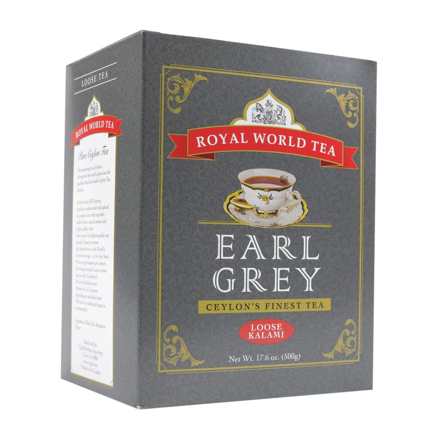 Royal World Loose Leaf Earl Grey Tea – Premium Blend of Bergamot &amp; Ceylon Black Tea – Ideal for London Fog &amp; Iced Drinks – Perfect for Recipes – Sourced from Sri Lanka – Minimal Packaging, 17.6oz