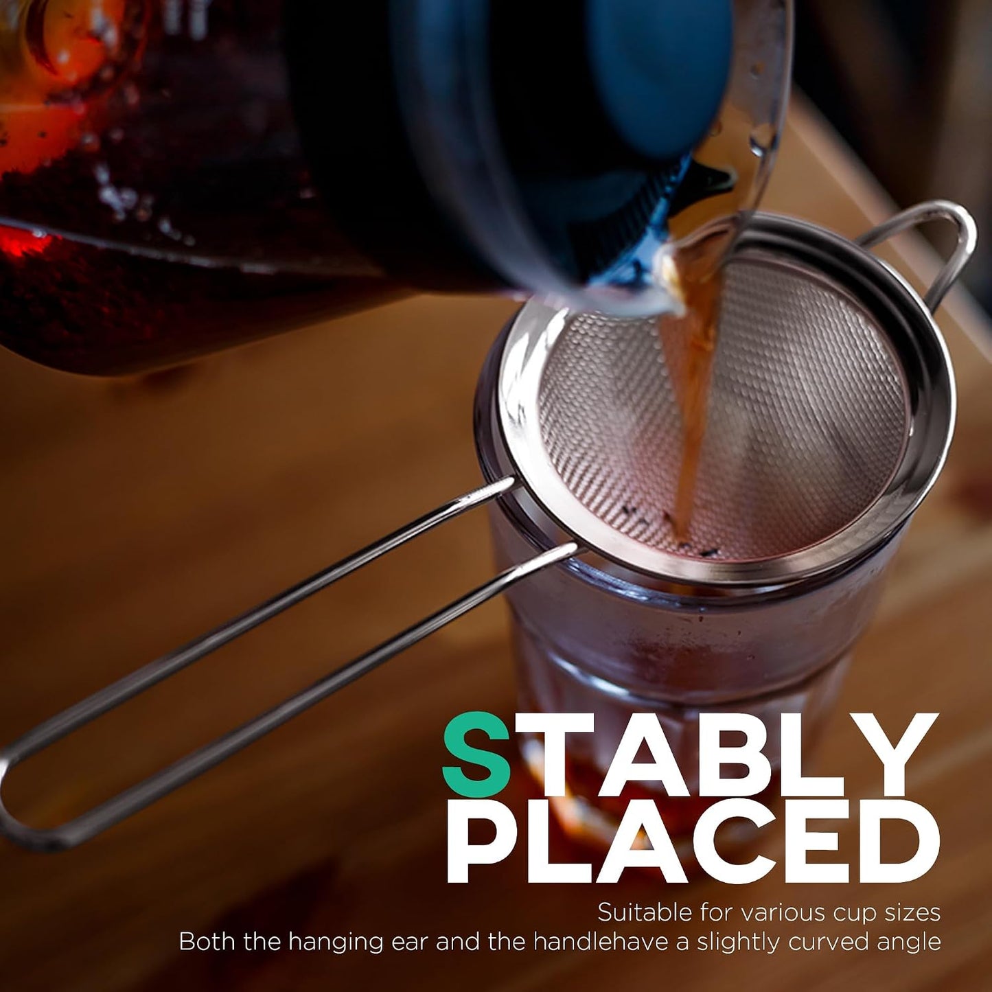 Homestia 2 Pack Stainless Steel Fine Mesh Strainer, Sieve Sifter For Tea