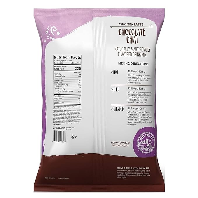 Big Train Chocolate Chai Tea Latte Beverage Mix, 3.5 Pound
