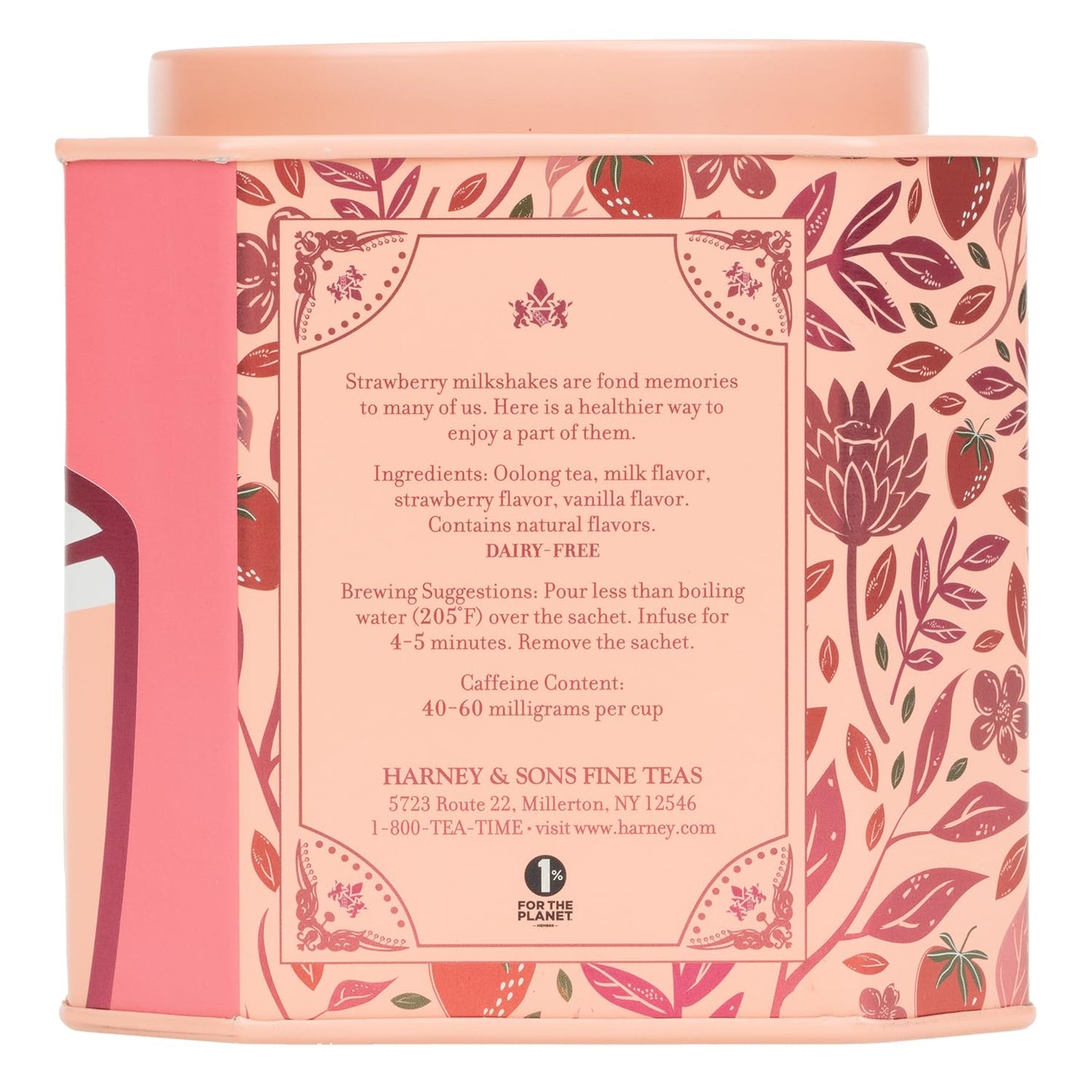 Harney & Sons Strawberry Milkshake Oolong Tea, 30 Sachets in Tin | Oolong tea with strawberry, milk and vanilla flavors.