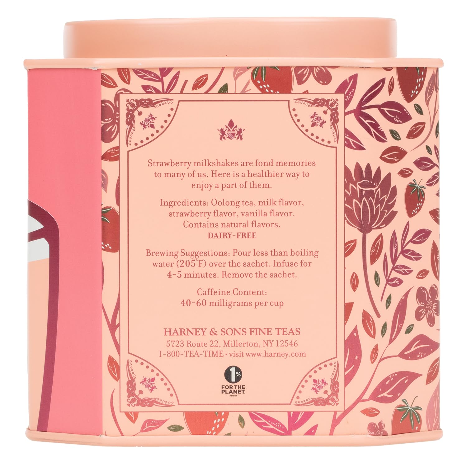Harney & Sons Strawberry Milkshake Oolong Tea, 30 Sachets in Tin | Oolong tea with strawberry, milk and vanilla flavors.