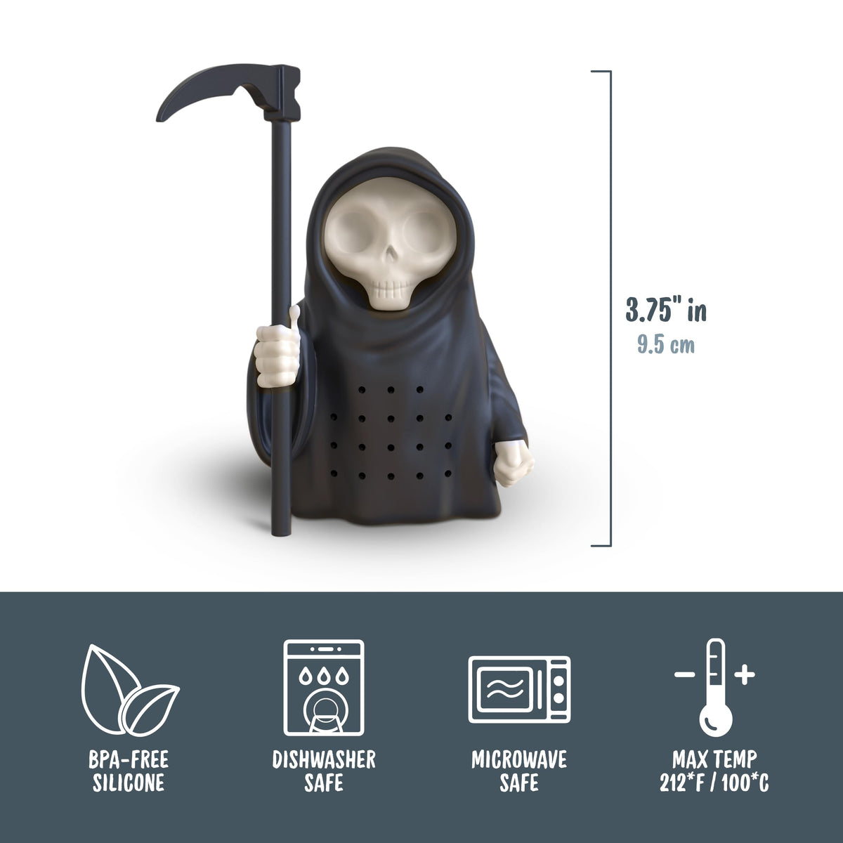 Fred & Friends Genuine Fred GRIM STEEPER Grim Reaper Tea Infuser, Silicone, 3.75" Tall
