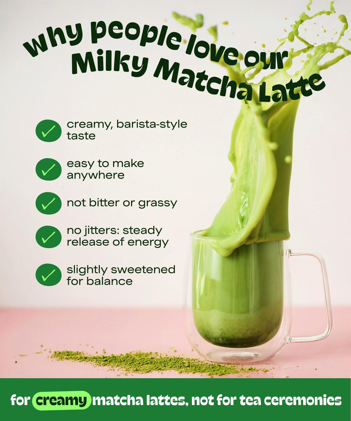 Matcha DNA Coconut Matcha Latte Powder Sticks, 7 Count, Instant Packets