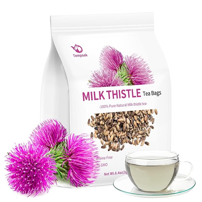 Milk Thistle Tea Bags - 60bags/6.4 OZ 100% Pure & Natural Roasted Milk Thistle Seeds Herbal Tea, Caffeine Free, No Additives, No Sugar, Non-GMO