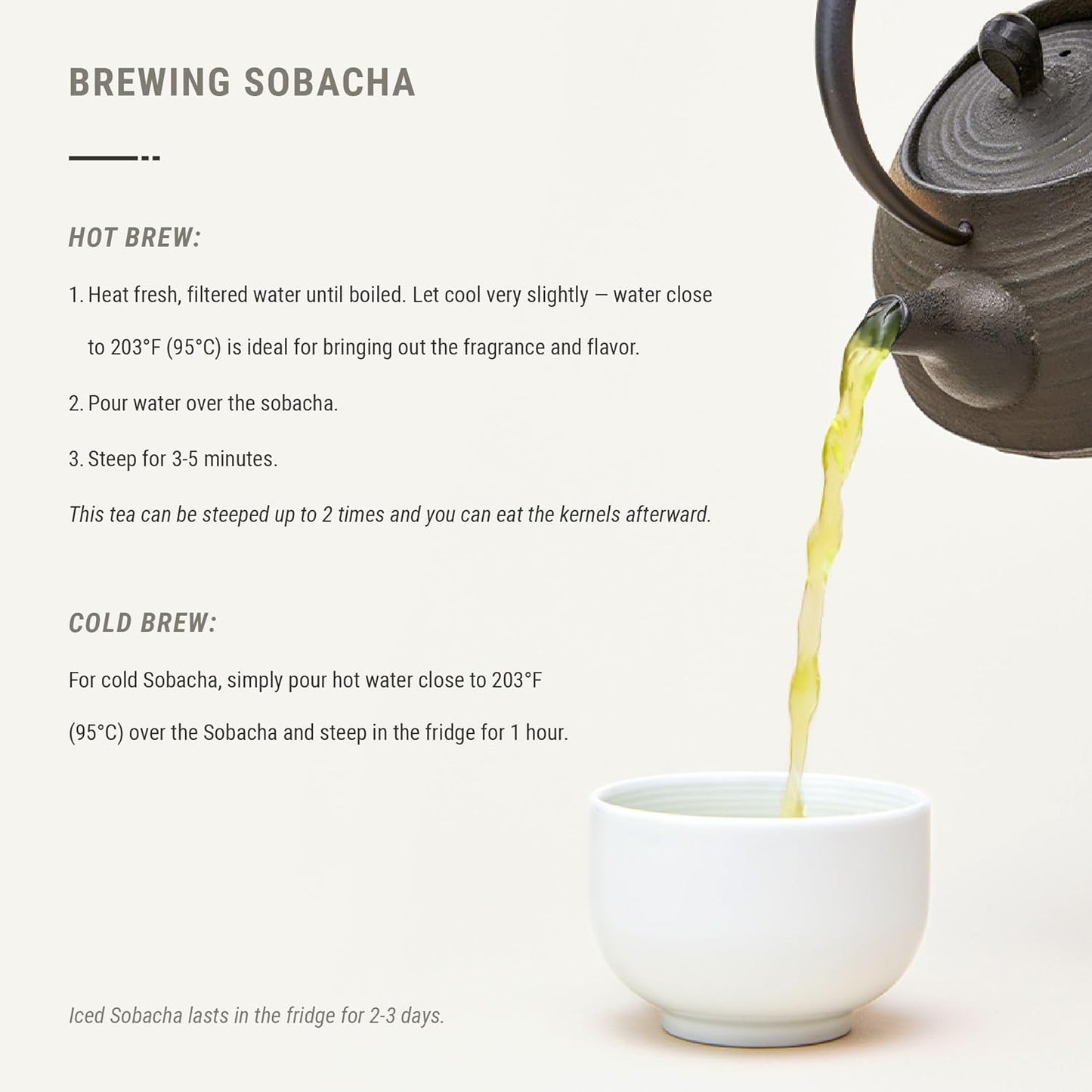 Senbird Caffeine-Free Buckwheat Loose Tea - Sobacha Aiji (4.2oz/120g) | Hokkaido roasted buckwheat tea with nutty aroma; caffeine-free and naturally gluten-free.