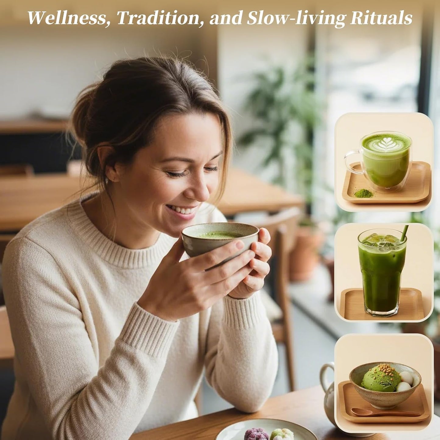 Japanese Matcha Whisk Set, 5-Piece Ceremonial Matcha Kit for Beginner | matcha set whisk and bowl, chasen and chawan, Matcha Tool Accessories Gift Set for Women Friends