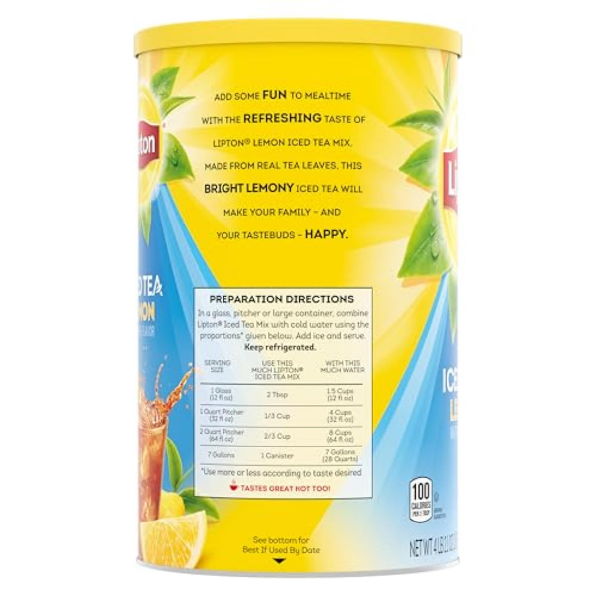 Lipton Lemon Sweetened Iced Tea Mix, Makes 28 Quarts (Pack of 2)