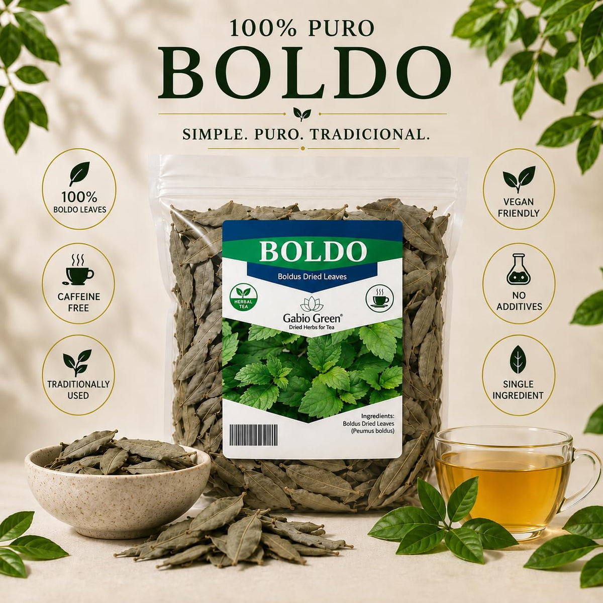 Boldo Herbal tea Dried Leaves, whole Boldo Leaf, Natural Infusion Hojas De Boldo, Peumus Boldus Herbal Tea, Boldo Tea By