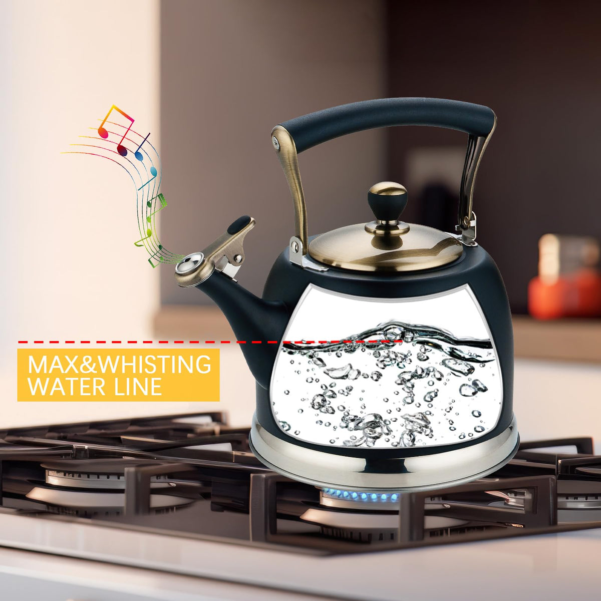 Lazneyru Tea Kettle Stainless Steel Teapot, Stainless Steel Teakettle for Stove Top with Heat Proof Ergonomic Handle 3.0