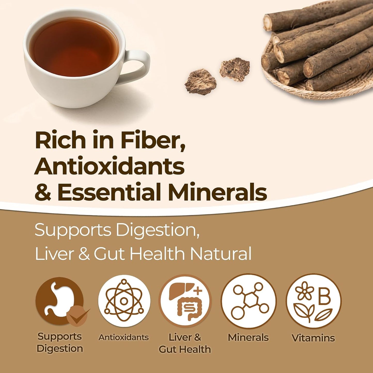 TERRAPICK Roasted Korean Burdock Root Tea 120g, Caffeine-Free Herbal Tea | Roasted Korean burdock root · Caffeine-free · Antioxidants &amp; minerals · Supports digestion &amp; gut · burdock tea