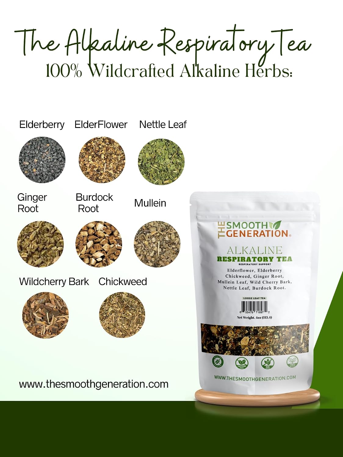 Alkaline Respiratory Tea – 100% Wildcrafted Herbs for Lung &amp; Respiratory Support | Immune Boost &amp; Detox | 4 oz Loose Leaf