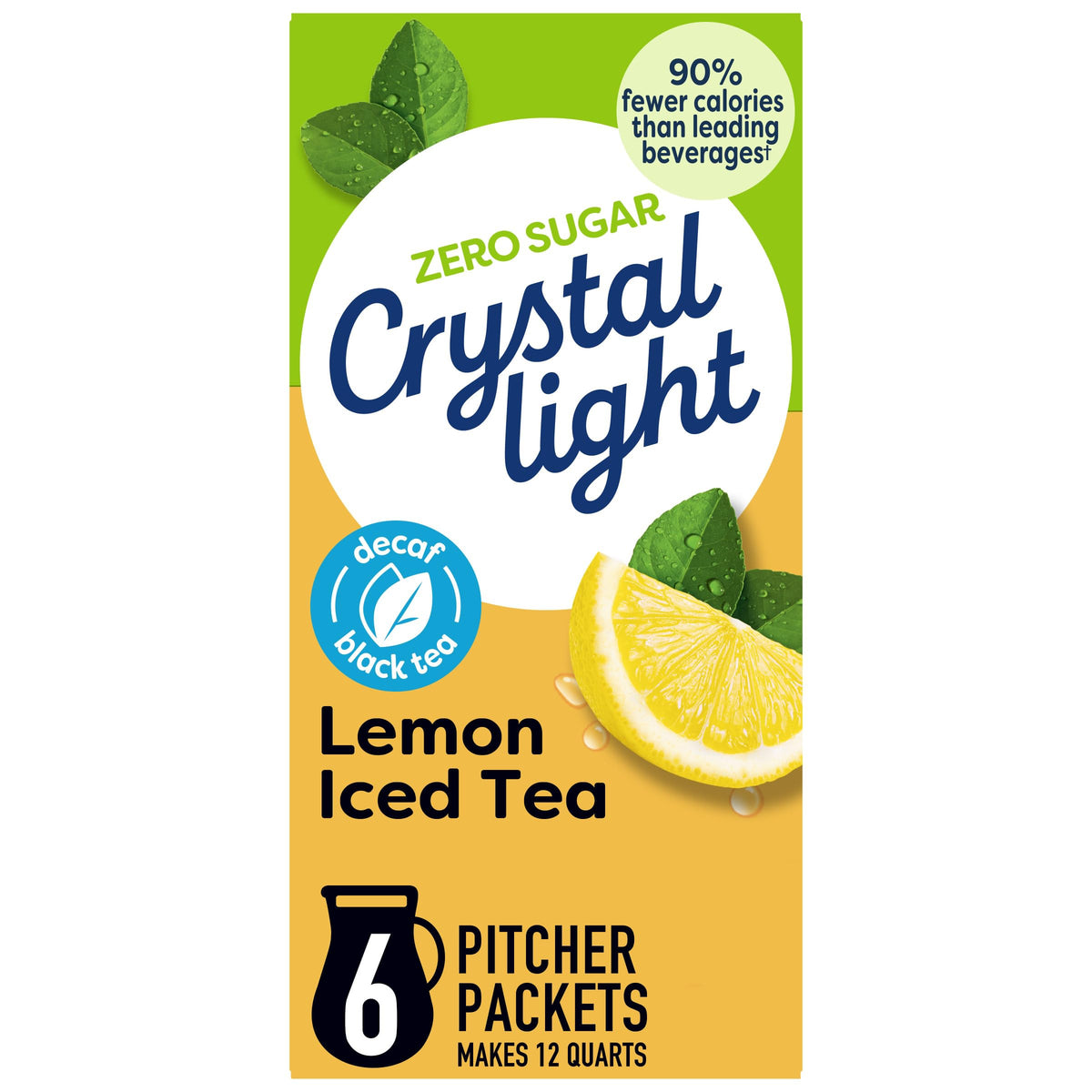 Crystal Light Decaf Iced Tea Drink Mix, Natural Lemon Flavor (12-Quart), 1.5-Ounce Packages (Pack of 4)