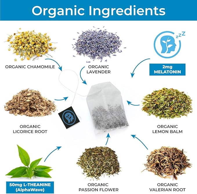 CogniTea 2 pack Deep Sleep Tea 2mg Melatonin Tea & and 50mg L-Theanine and Productive Energy Tea - Enhanced Focus & Energy with 100mg L-Theanine