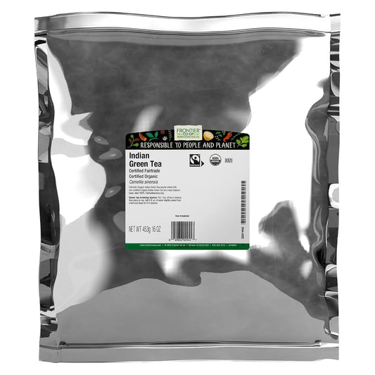 Frontier Co-op Indian Green Tea, 1lb Bulk Bag - Organic Green Tea Loose Leaf - Perfect for Refreshing Loose Leaf, Lattes, Smoothies and More