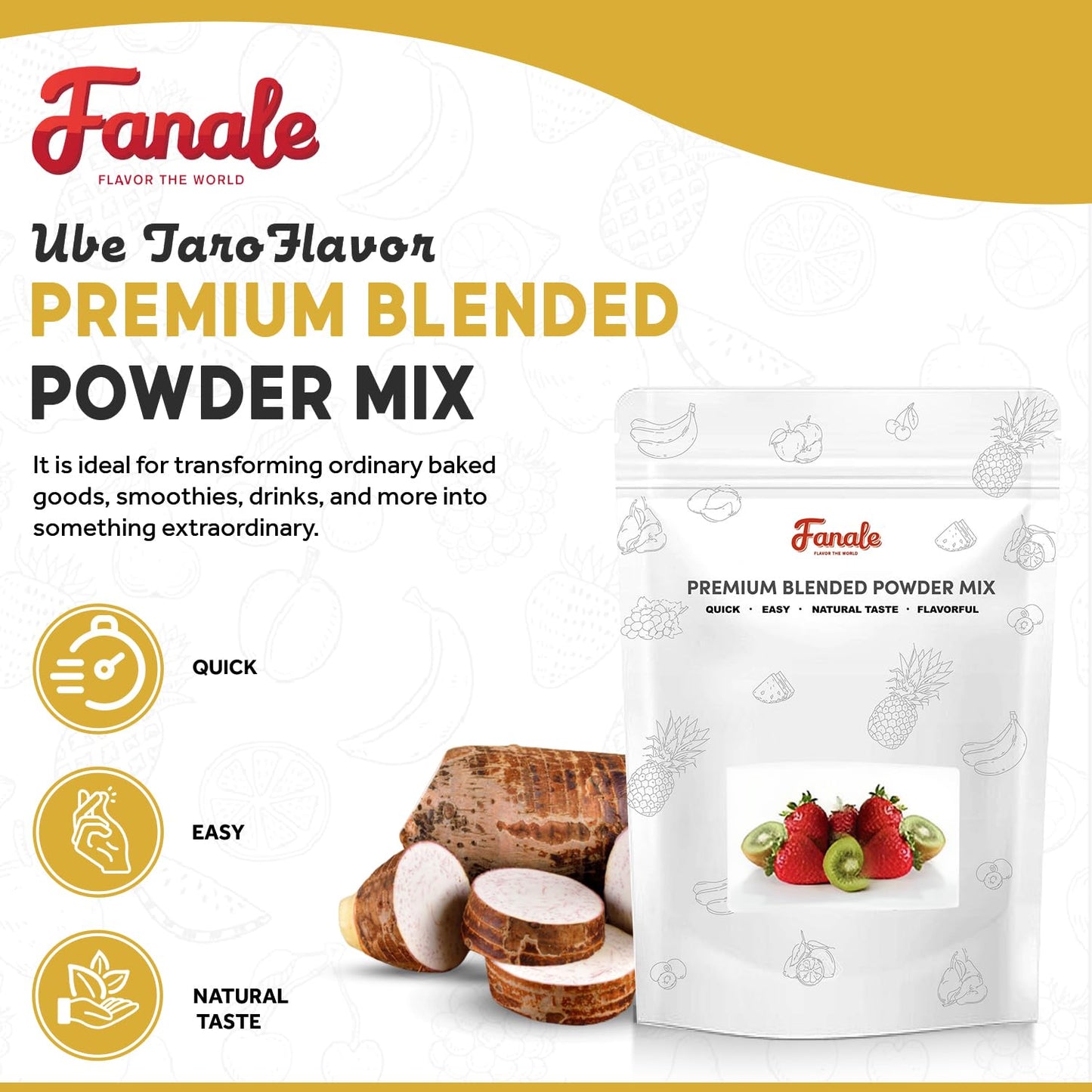 Fanale Ube Taro Milk Tea Powder, Instant Flavoring Powder, 2.2lbs Pack of 1 | Instant Flavoring Mix Perfect for Boba Milk Tea, Smoothies, Baking &amp; Desserts. Rich &amp; Creamy Beverage Powder, Easy to Prep