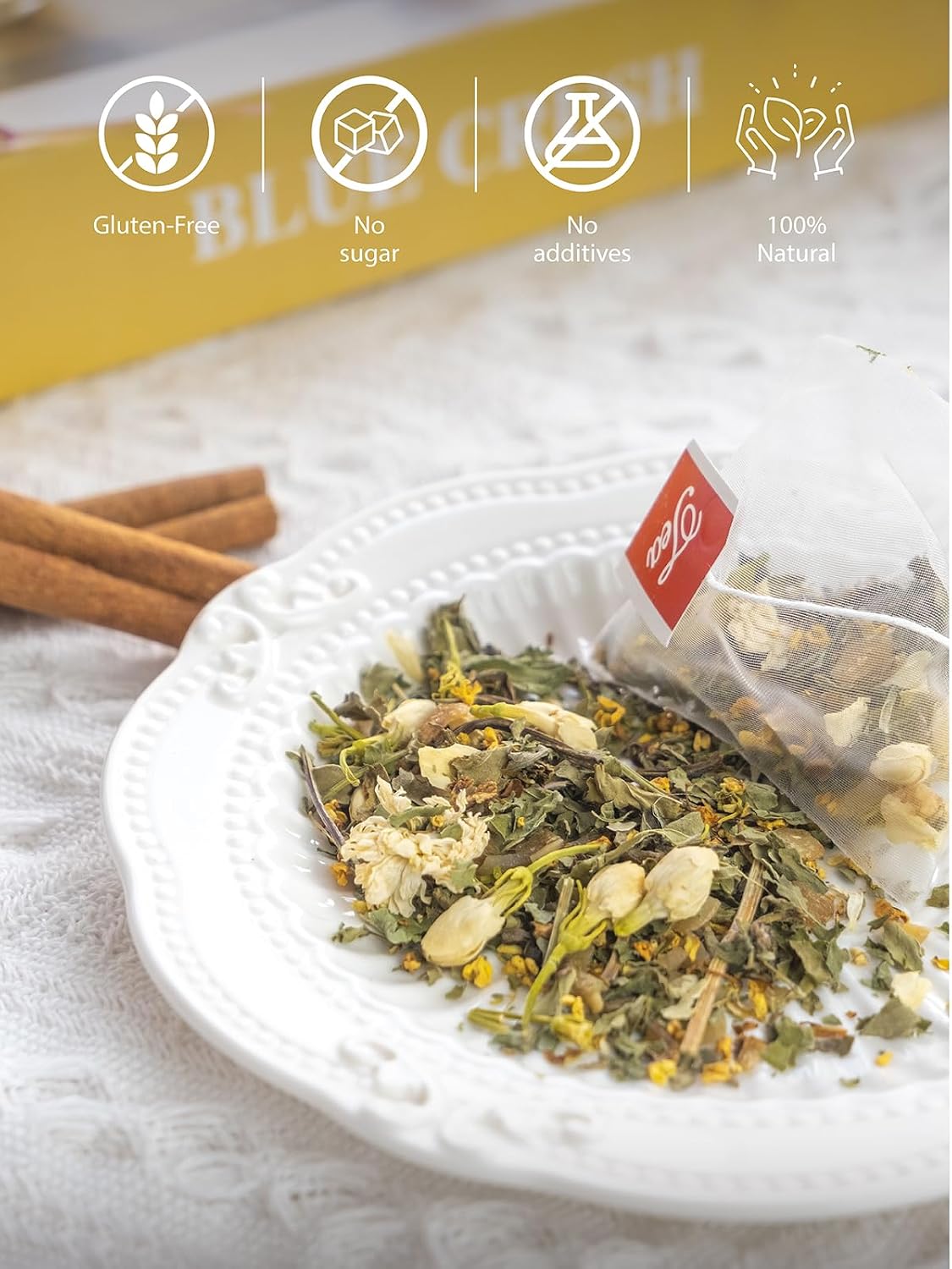 TeeLux Mint Jasmine Herbal Tea Bags, Caffeine Free, 30 Count | Refreshing Mint Blend with Jasmine, Lily, Osmanthus &amp; Chrysanthemum, Sugar Free, Gluten Free, Hot or Iced