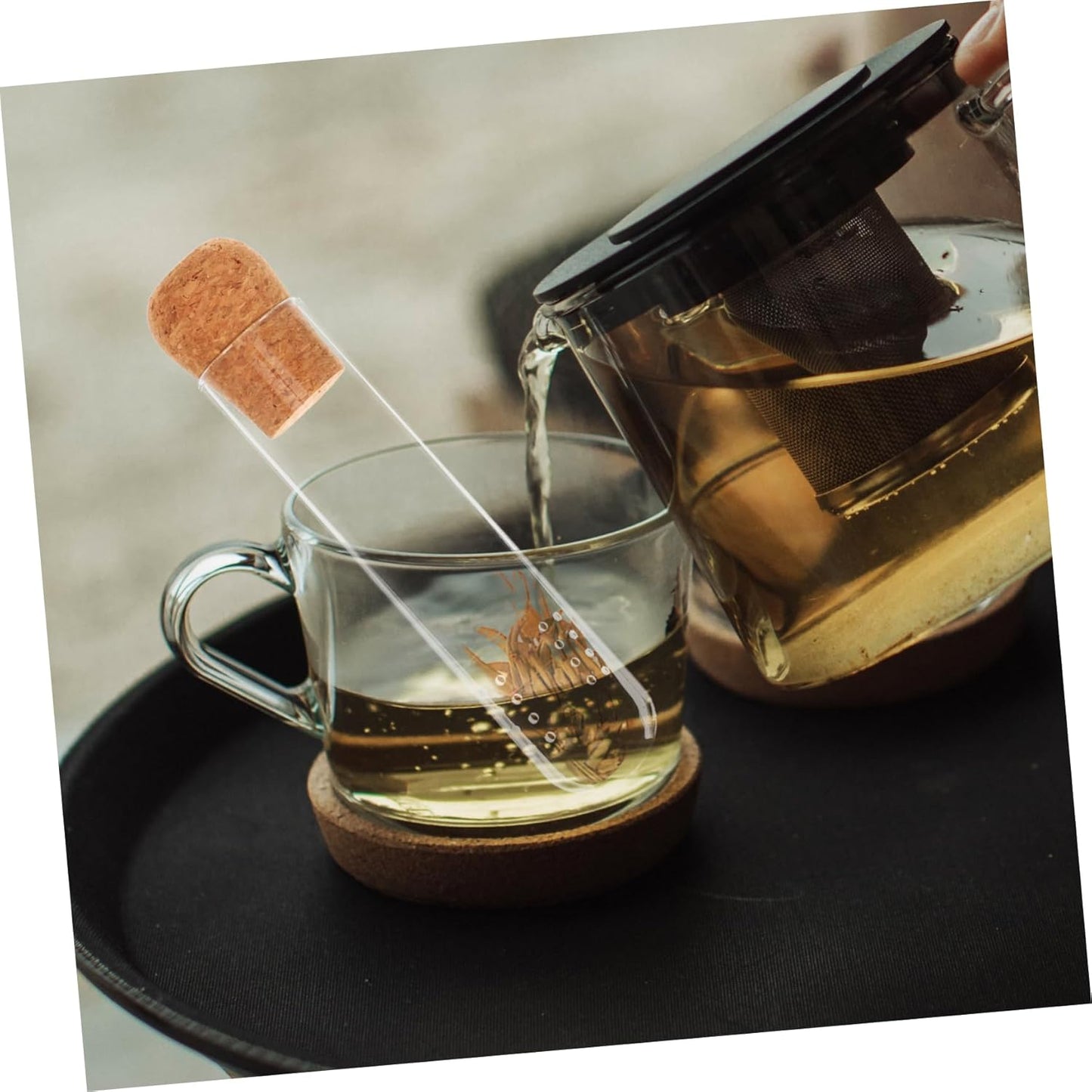 MAGICLULU Glass Tea Infuser Lid High-Temperature Resistant Loose Leaf Tea Strainer Reusable Glass Tube for Home Use