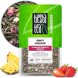Tiesta Tea - Fruity Paradise, Strawberry Pineapple Green Tea, Premium Loose Leaf Blend, Medium Caffeinated Green, Make Hot or Iced Tea & Brews Up to 25 Cups - 1.6 Ounce Resealable Pouch