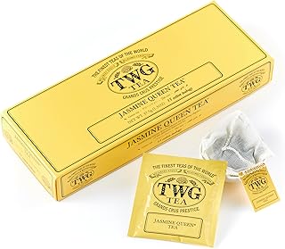 TWG Tea | Jasmine Queen Tea | Green Tea | Jasmine Flowers | 15 Hand Sewn Cotton Teabags | Gift Set