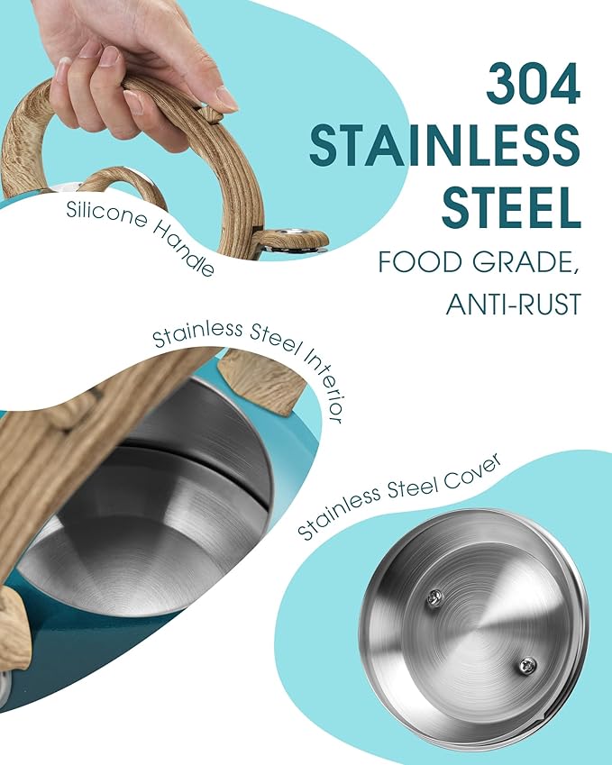 Tea Kettle, Whistling Stovetop Teapot Food Grade Stainless Steel Tea Kettles for Stove Top with Anti-hot Ergonomic Handle,Kettle Spout for Tea