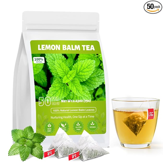 Lemon Balm Tea, Natural Lemon Balm Herbal Tea Bags for Calming and Digestion Support Caffeine-free -