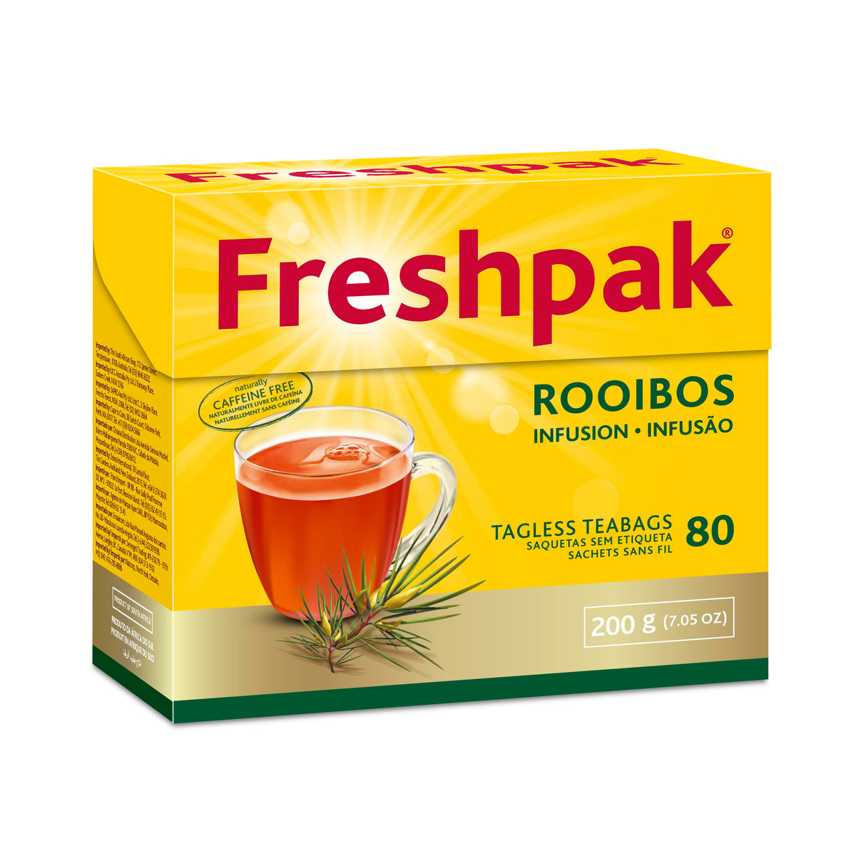 PakFresh Freshpak Pure Rooibos Tea 80 Tagless Bags 80 Count (Pack of 4)