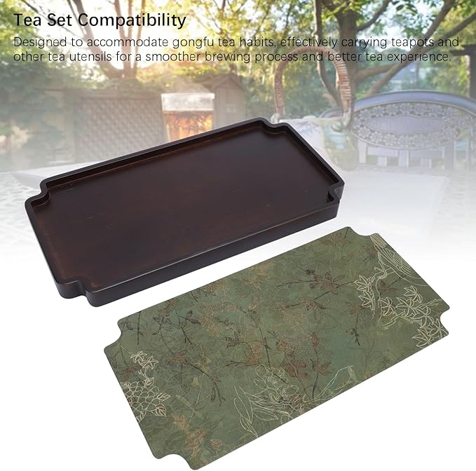 Chinese Style Wooden Gongfu Tea Tray Elegant Tea Table Serving Tray with Drainage Multifunctional Use for Home Office