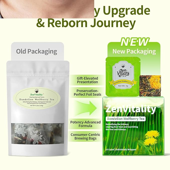 ZenVitality® Organic Dandelion Wolfberry Tea For Diabetics Supports Healthy Blood Sugar, Digestion, Weight & Liver With White Tea, Dandelion Leaf, Goji Berry, Chrysanthemum, Honeysuckle, Mulberry Leaf