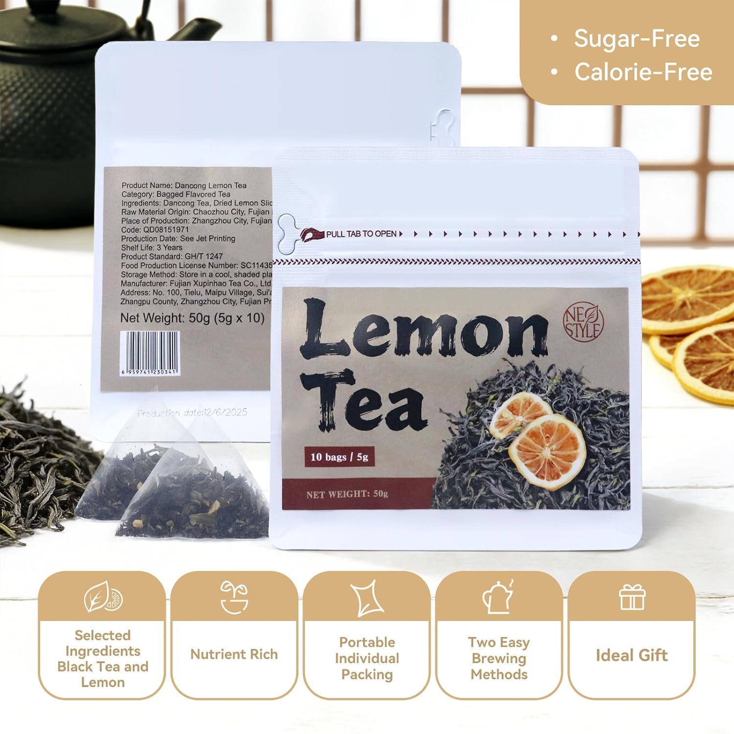 Lemon Black Tea, 30 Teabags Premium Tea with Lemon Flavor, Hot or Cold Tea (1 Pack/30 Bags)