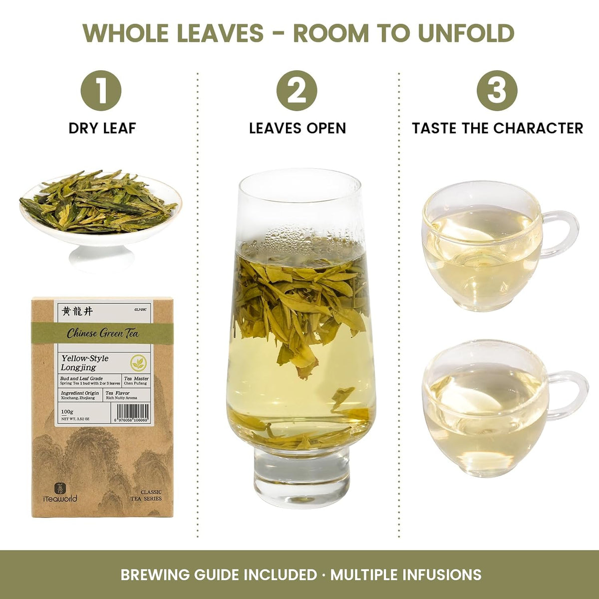 iTeaworld LongJing,Chinese Loose Leaf Green Tea,Dragon Well Tea 3.5oz